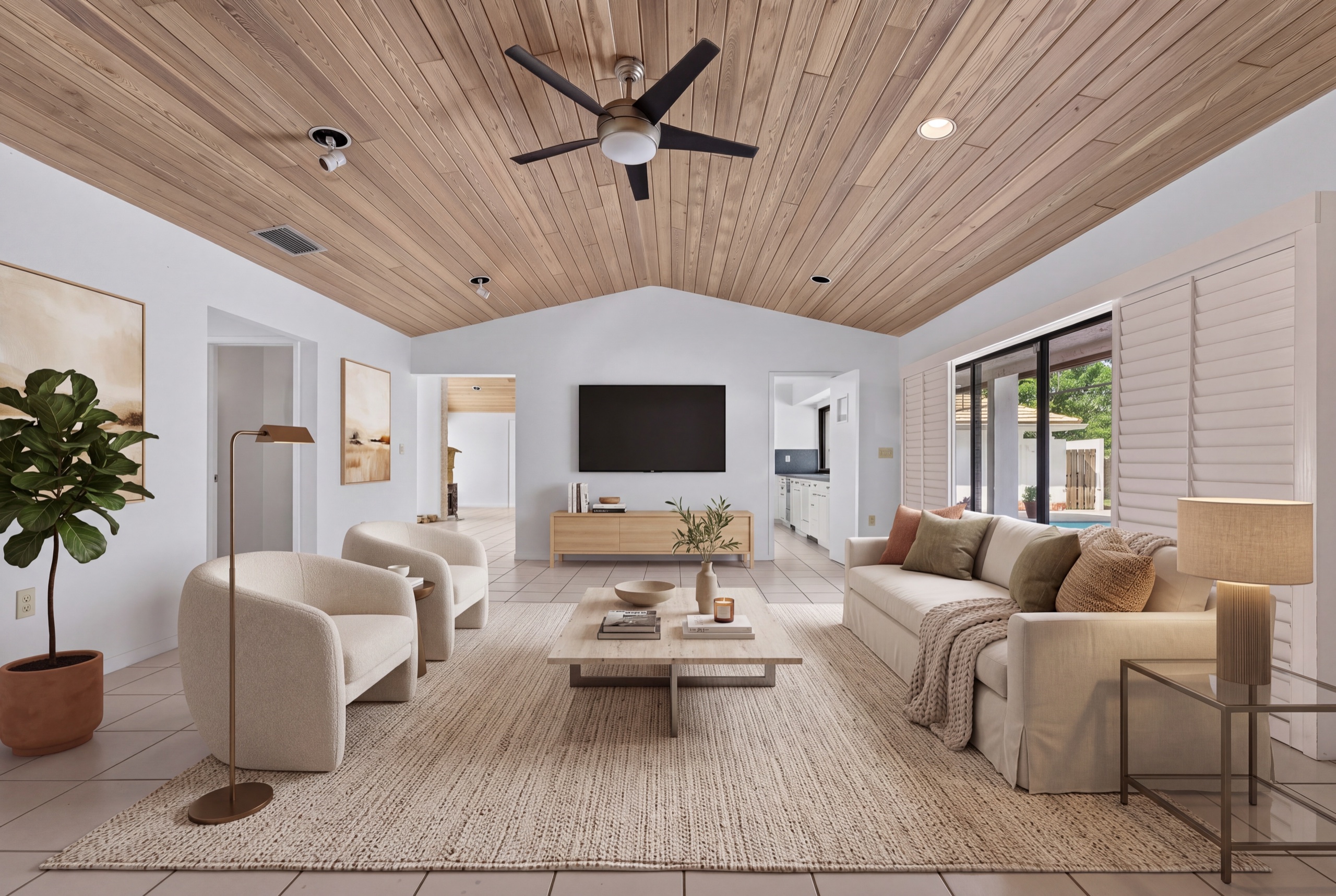 Pinecrest living room after elevated virtual staging